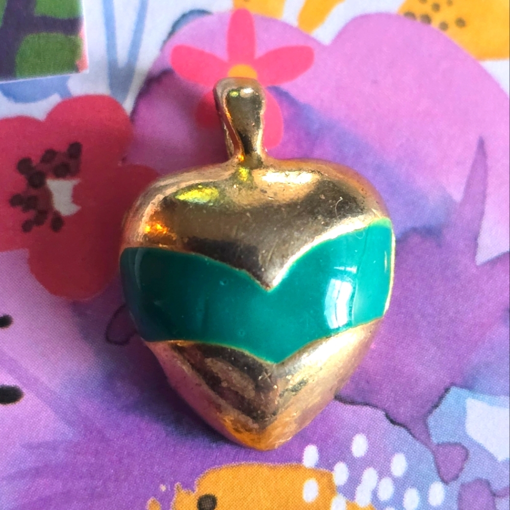 Heart pendant gold tone blue enamel charm